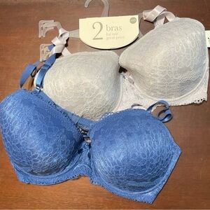 Cato 2 Women  Lace Underwire Bras Light Purple & Blue Size 44D NWT
